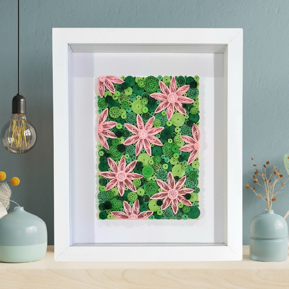 Wall Art - Quilled pink floral abstract