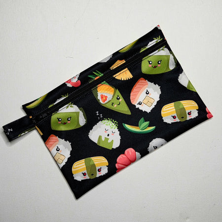 SMALL Wet Bag, Cute Sushi fabric, 15cms x 10cms