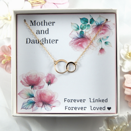 Gift For Mother Interlocking Gold Circle Necklace