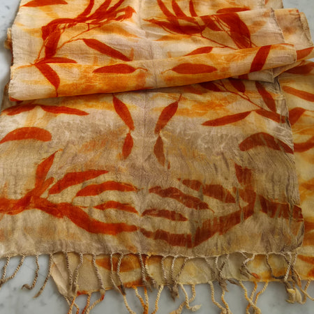 Pure wool scarf ecoprinted eucalyptus