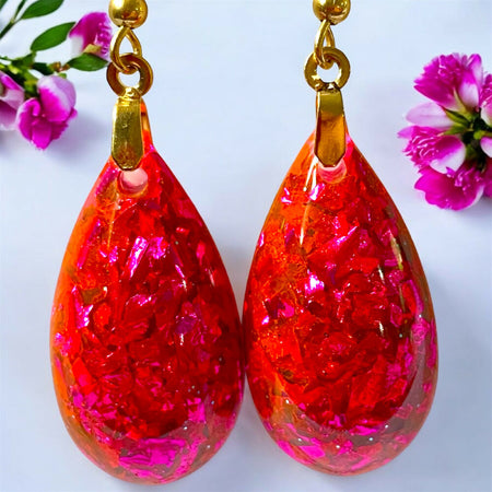 Pink Teardrop Earrings