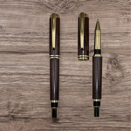 Casteller Rollerball Pen – Black Mulga | Gold Accents | Australian Handcrafted