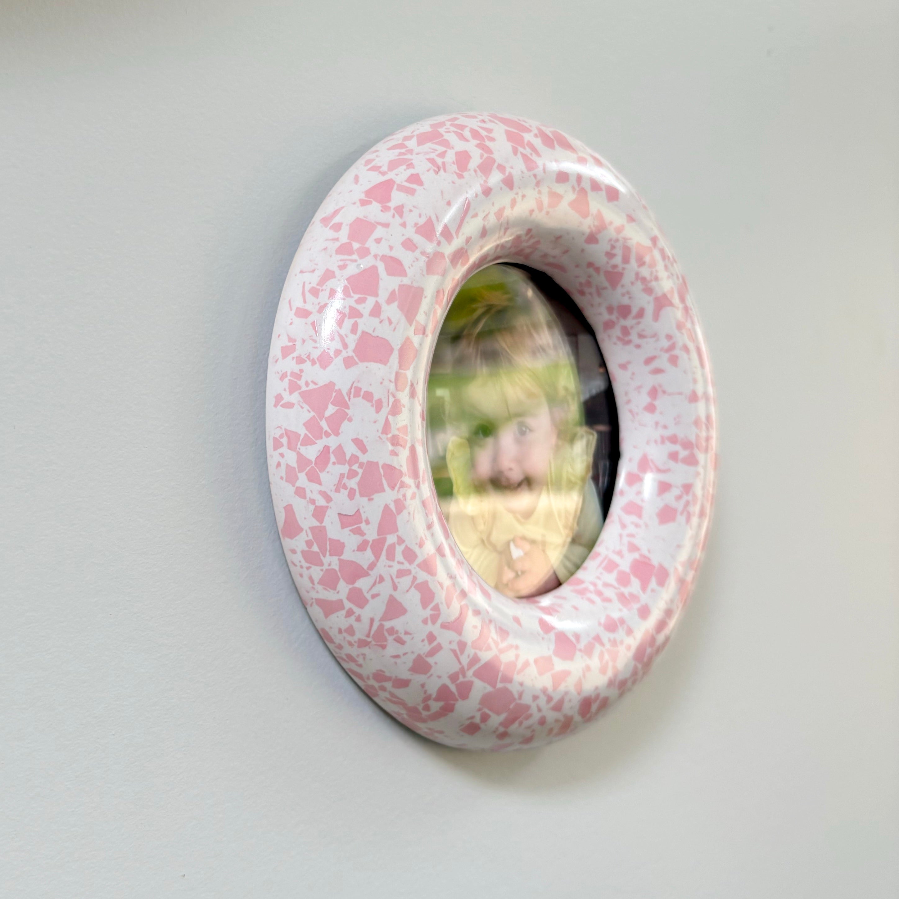 Pink terrazzo pattern wall hanging photo frame