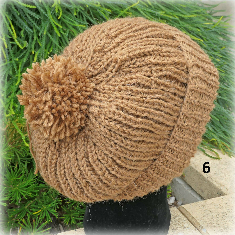 Fisherman's rib hand knit adult beanies. Free shipping.