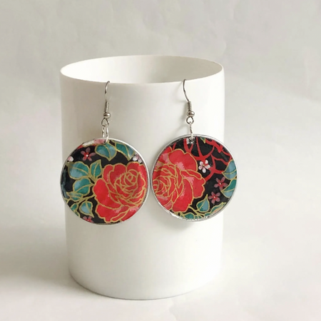Recycled Coffee Pod Earrings - Japanese Rose