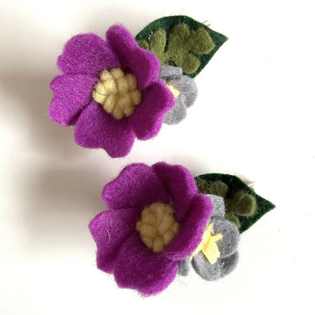 Purple grey flower clip