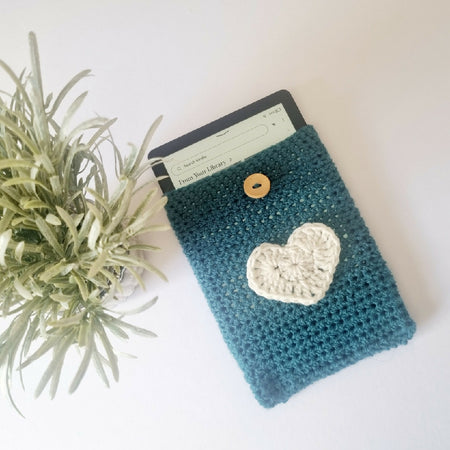 Crochet Kindle Sleeve | Teal Kindle Holder