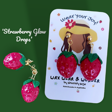 Polymer Clay Earrings - Strawberry Glow Drops