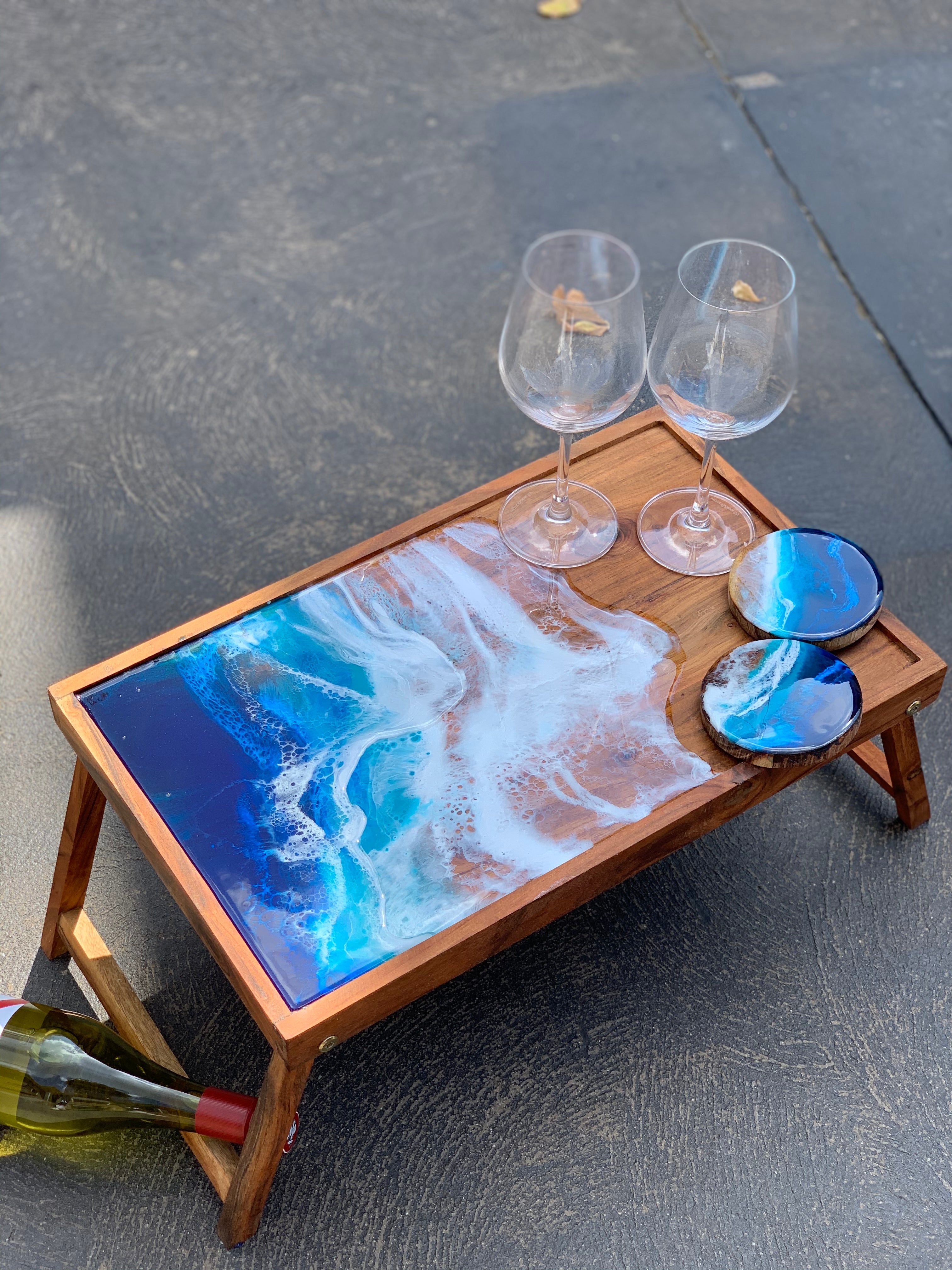Ocean waves | Charcuterie board | picnic table board | Xmas gift | serving board | cheese board