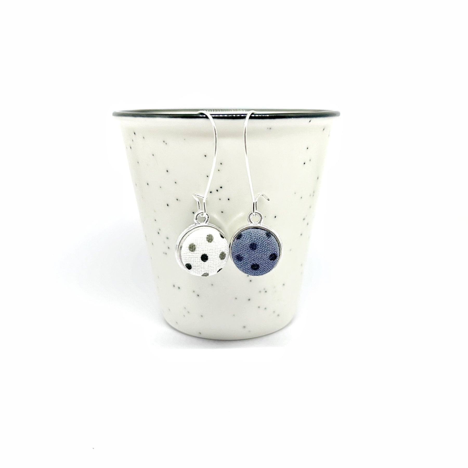 Double Sided Fabric Button Earrings