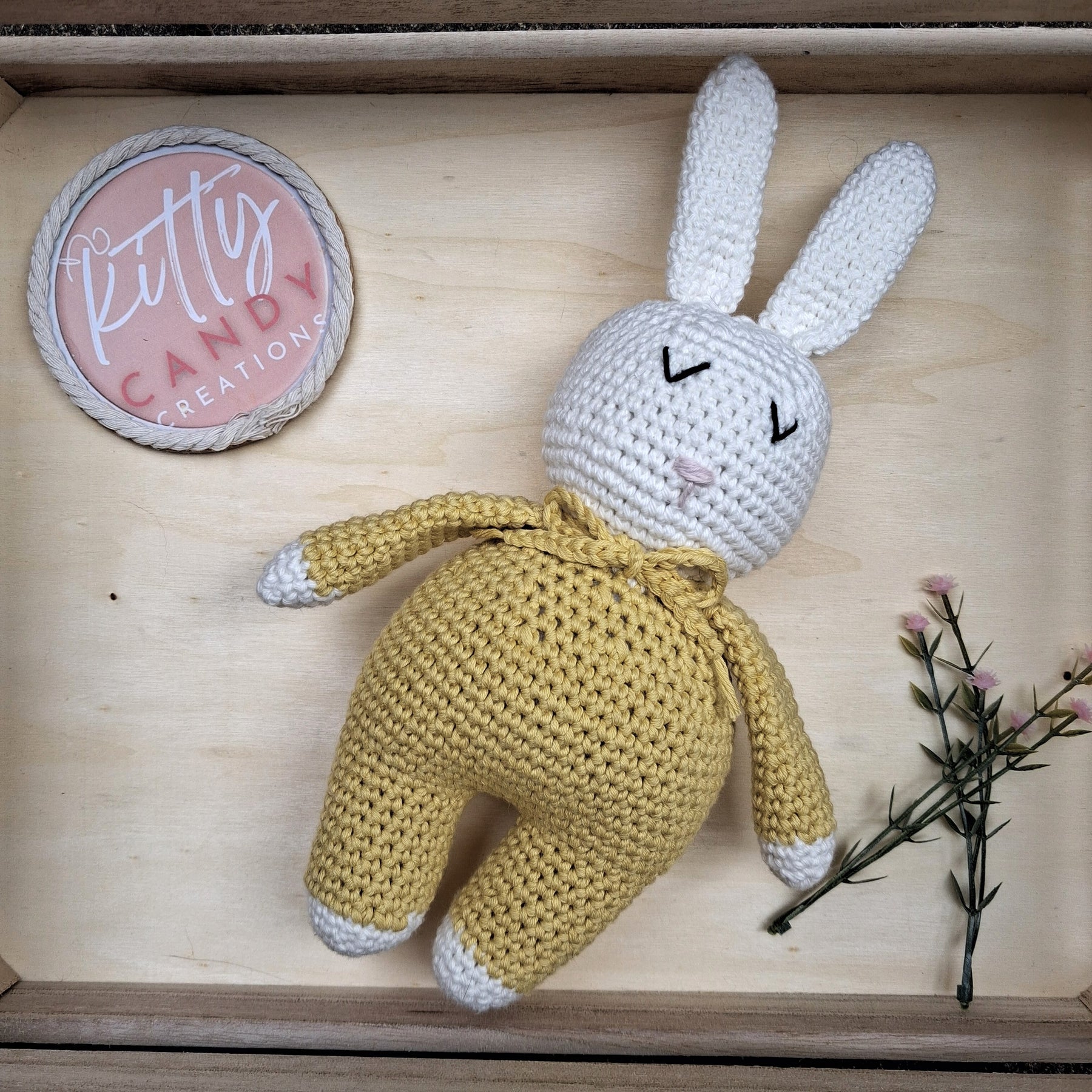 Handmade Crochet Sleeping Rabbit - 100% Cotton (multiple colours)