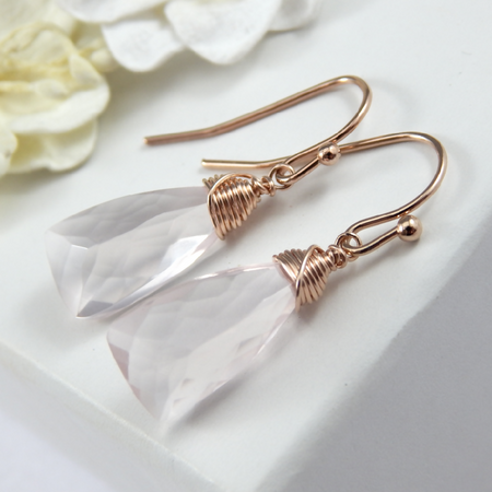 Rose Quartz Earrings,Faceted Rose Quartz Earrings