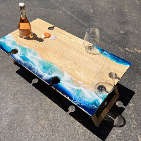 Waves | Picnic table | Ocean Waves | serving board | Ocean Resin waves | Christmas gift | Charcuterie board | Dining table decor