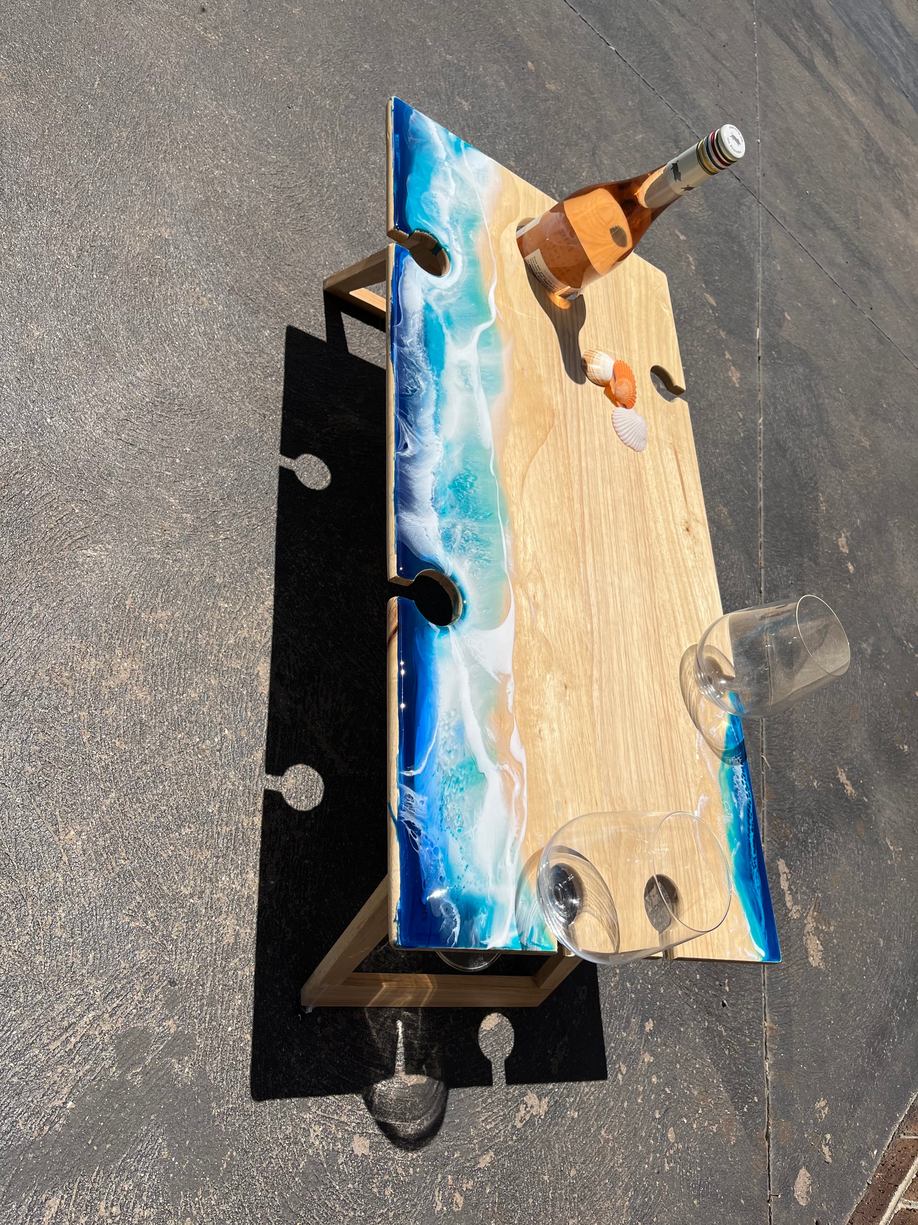 Waves | Picnic table | Ocean Waves | serving board | Ocean Resin waves | Christmas gift | Charcuterie board | Dining table decor