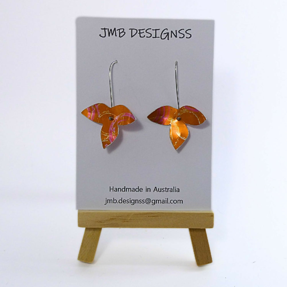 amateur naked teen trap Anodised aluminium earrings hand printed and dyed orange