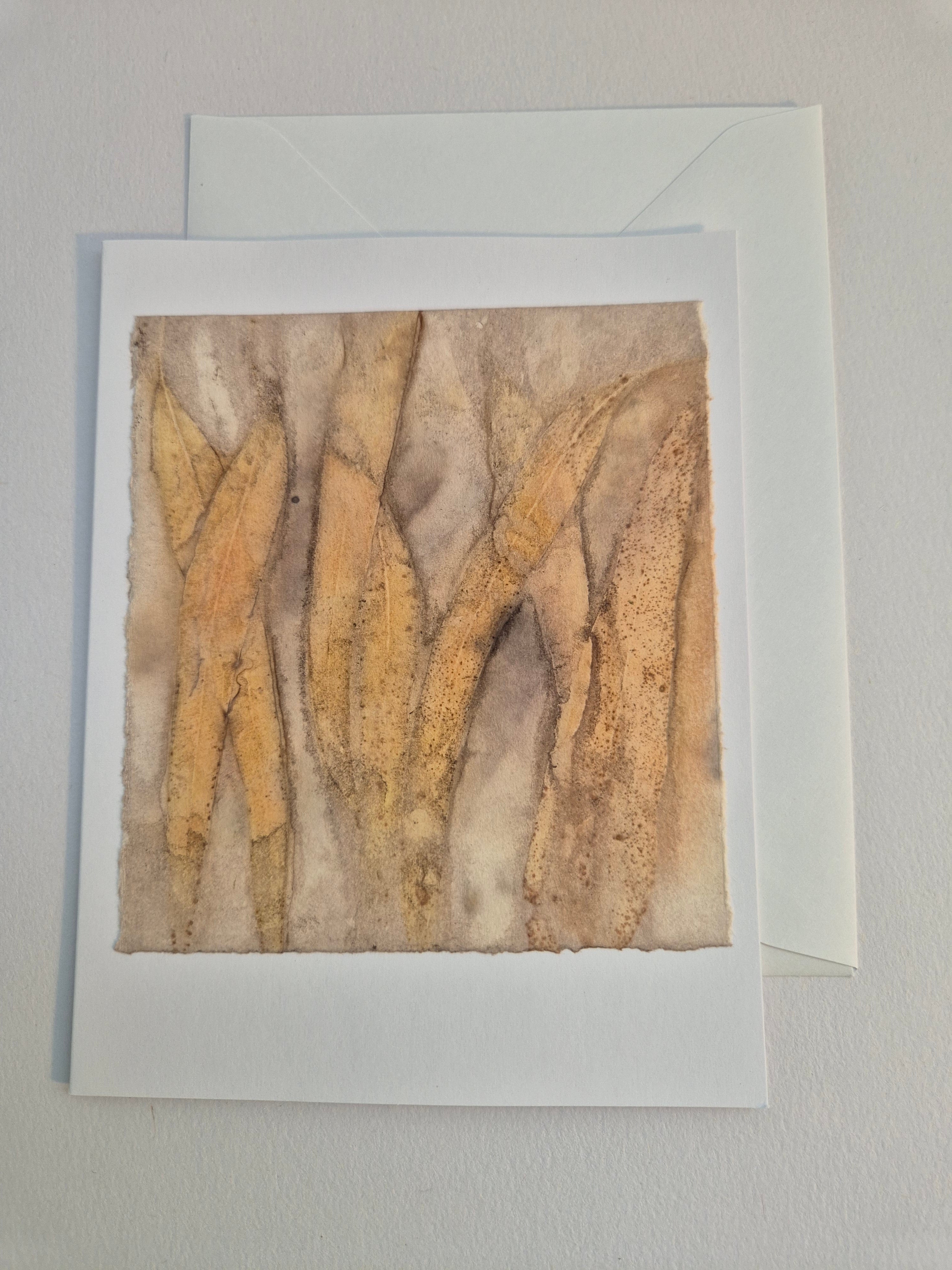 Card original ecoprinted eucalyptus leaves