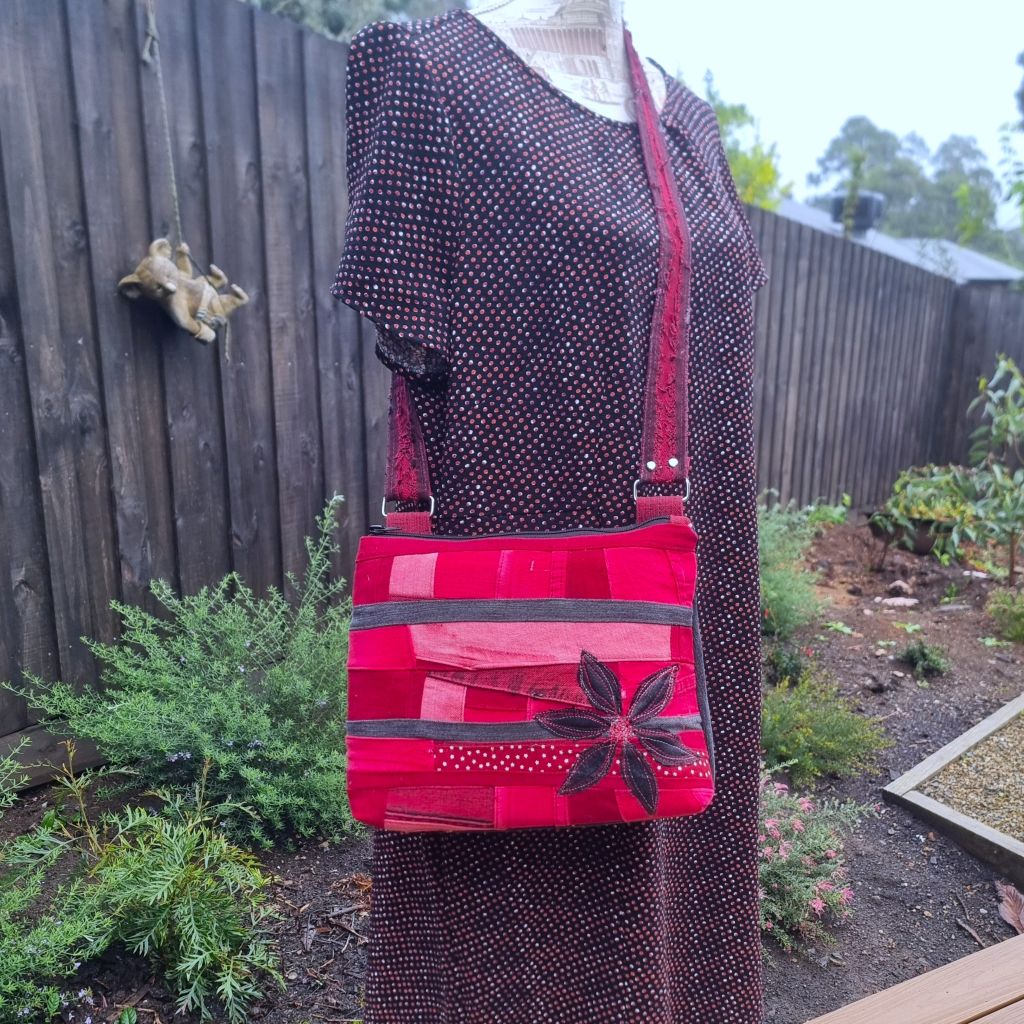 Upcycled Patched Red & Pink Crossbody