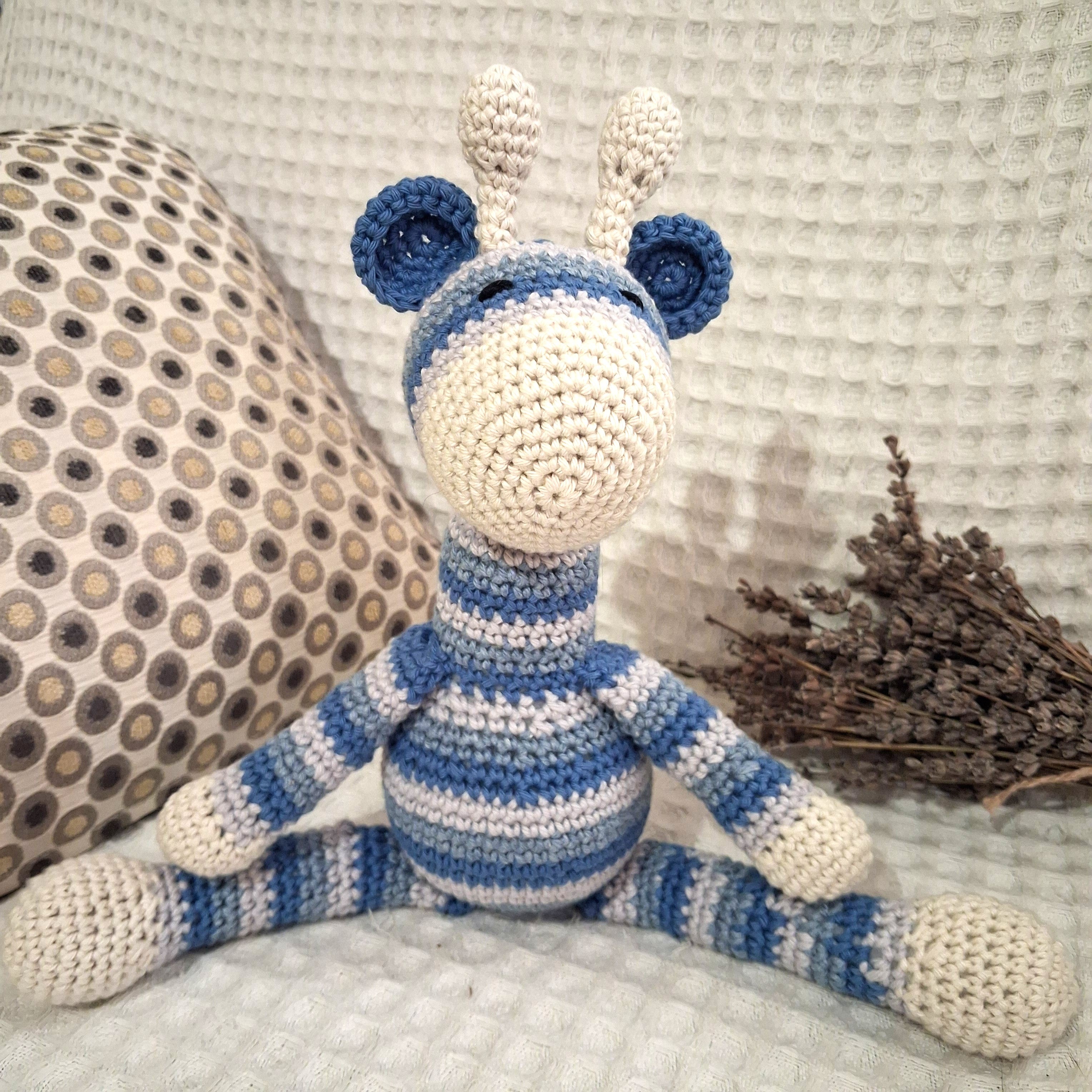 Handmade Crochet Striped Giraffe - 100% Cotton