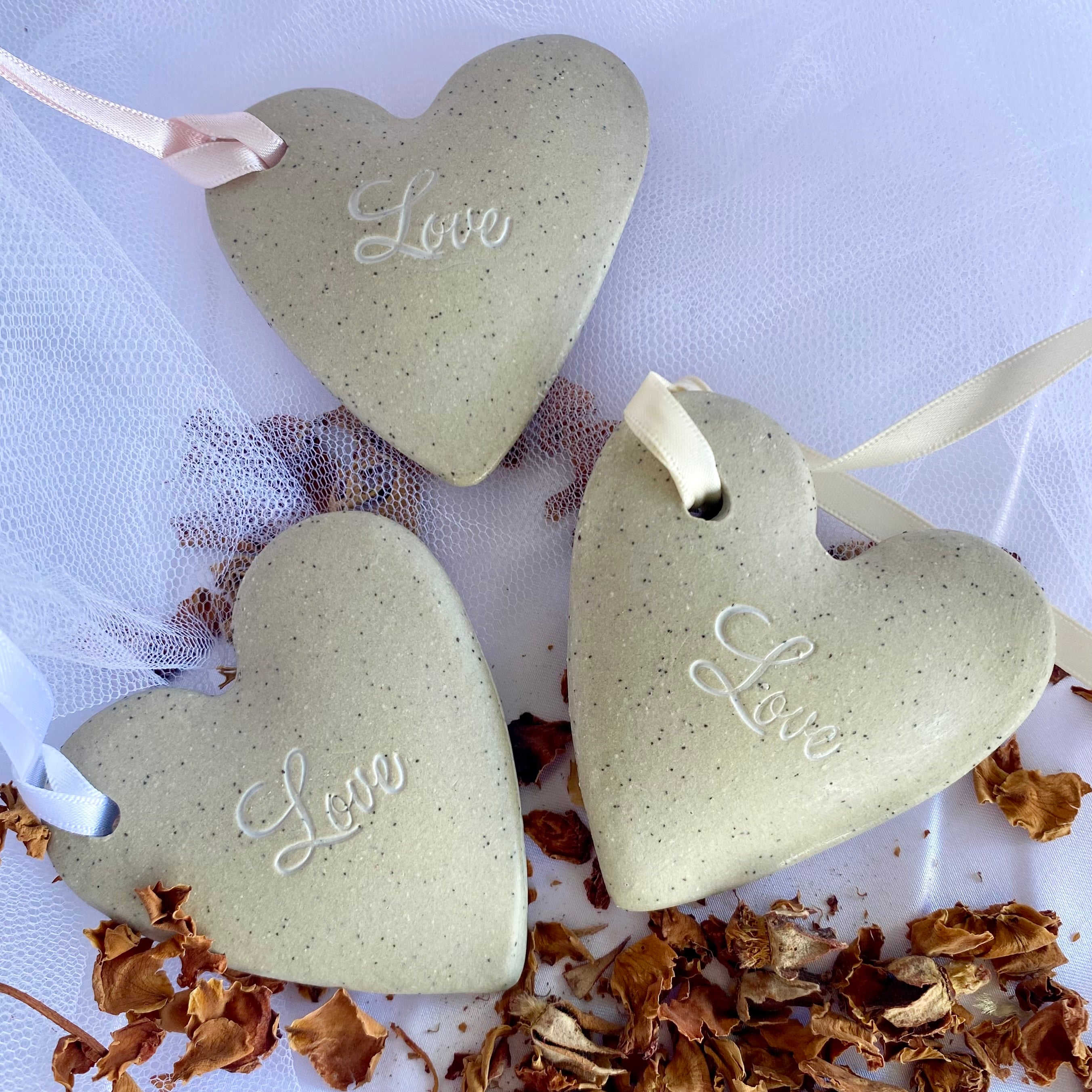 Wedding Keepsake | Hanging Heart | Personalised Bride Gift | Handmade Pottery
