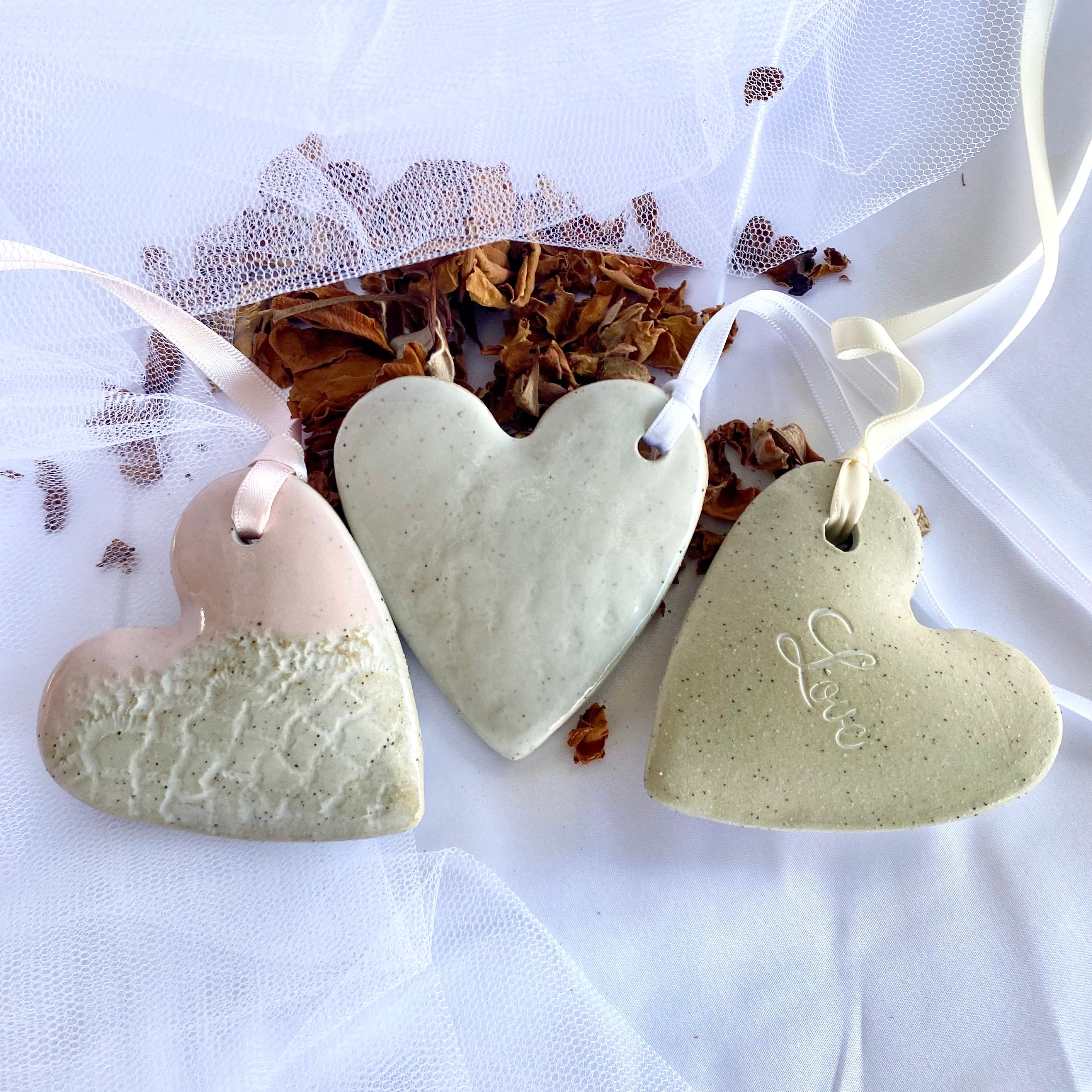 Wedding Keepsake | Hanging Heart | Personalised Bride Gift | Handmade Pottery