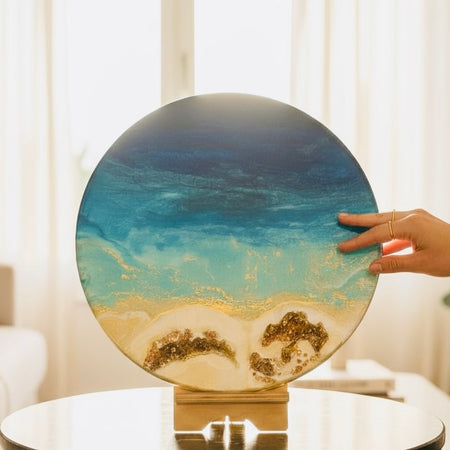 Wall Art | 40cm Timber Resin Textured Wall Art - Beach themed