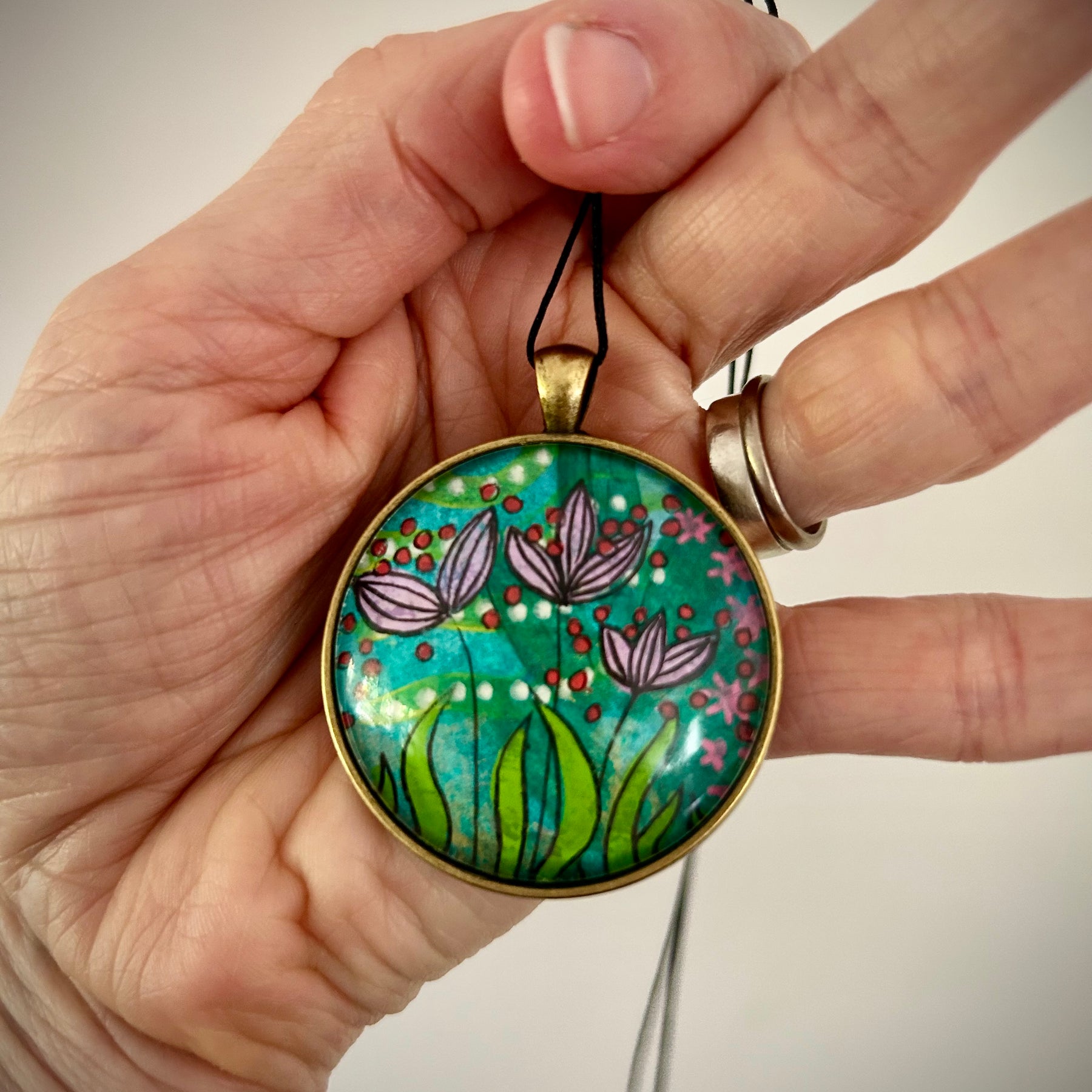 Hand-painted necklace: Lilac Sunshine