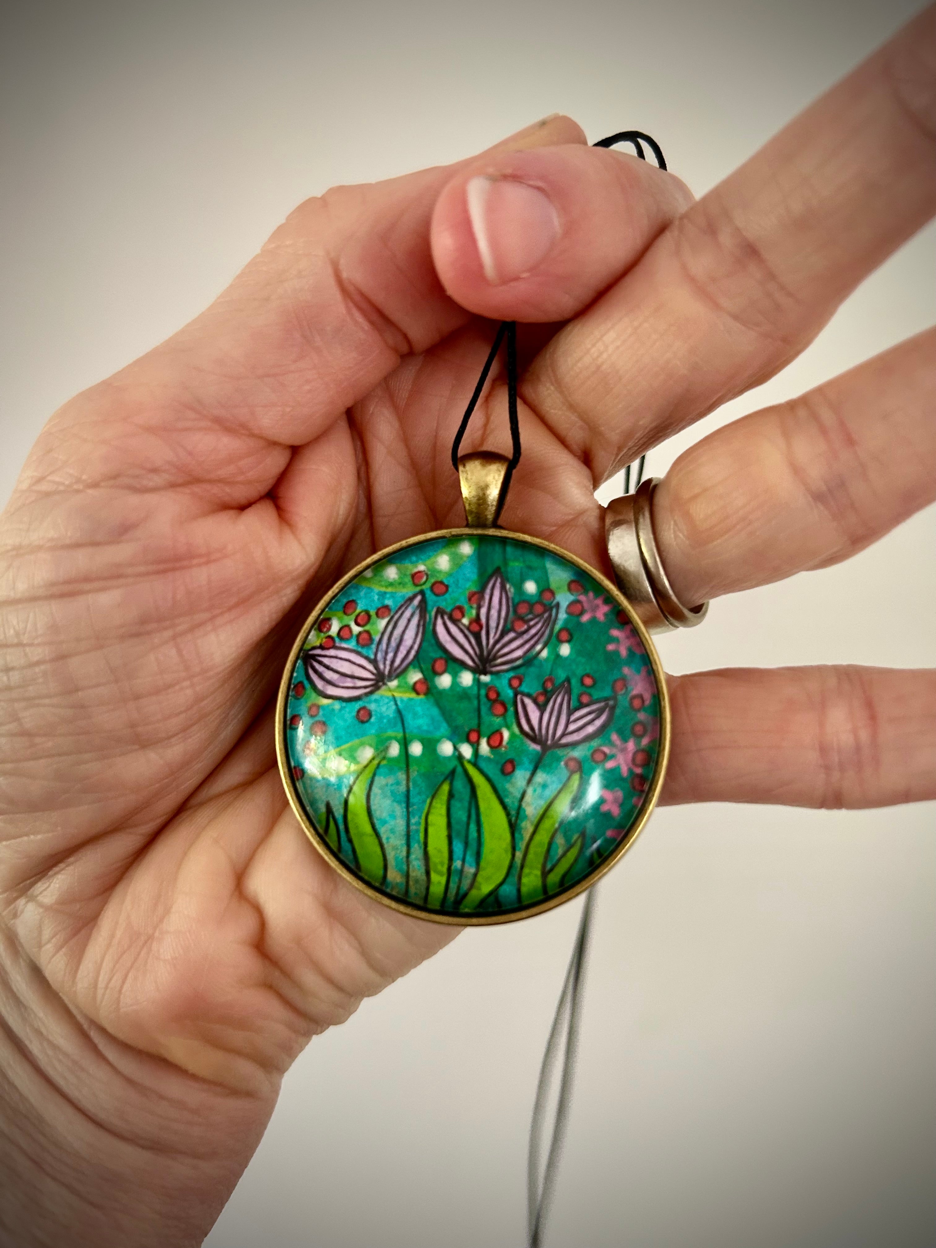 Hand-painted necklace: Lilac Sunshine