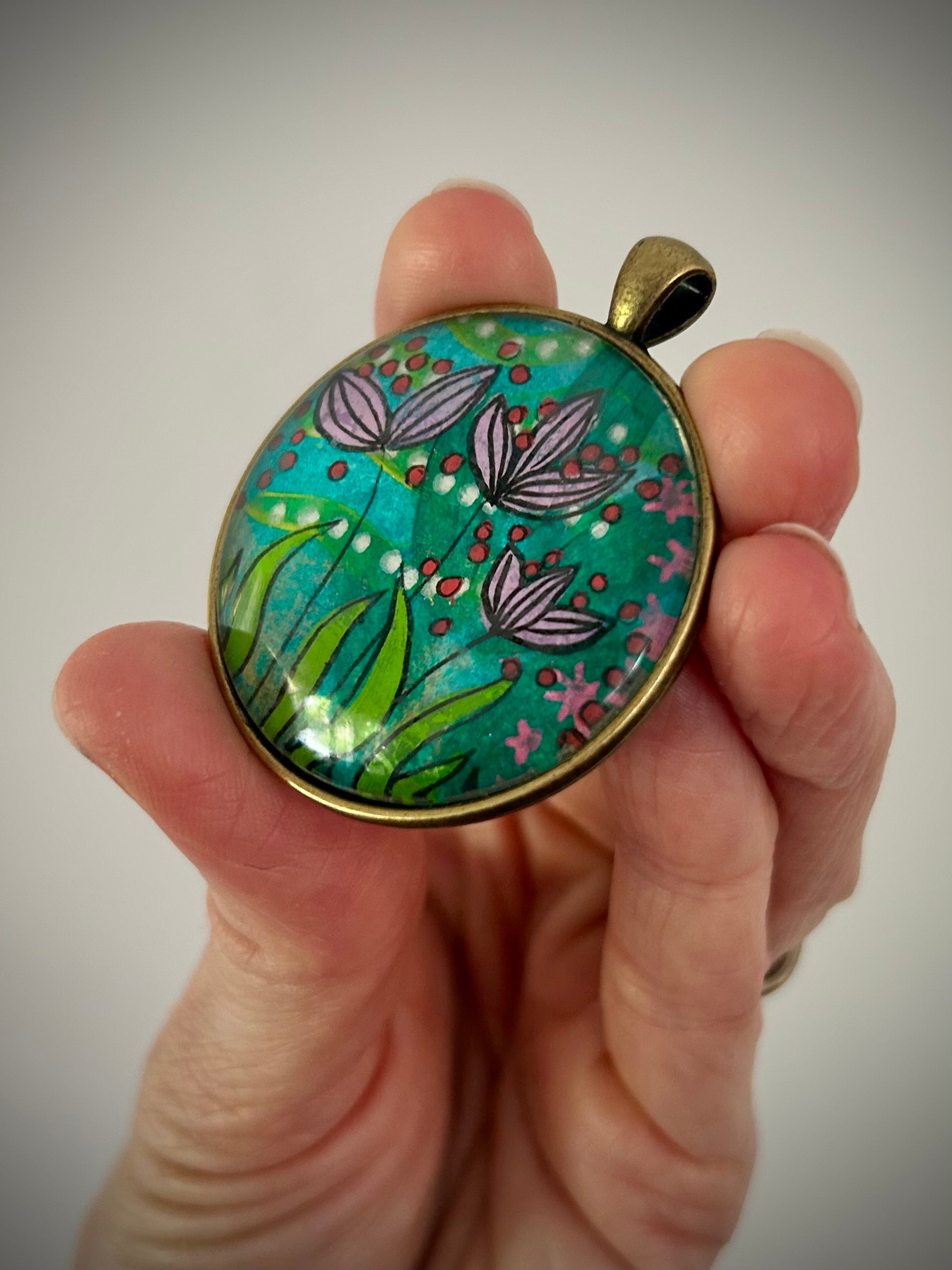 Hand-painted necklace: Lilac Sunshine