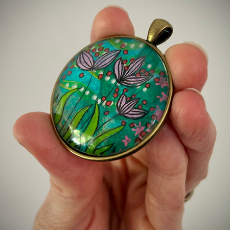 Hand-painted necklace: Lilac Sunshine