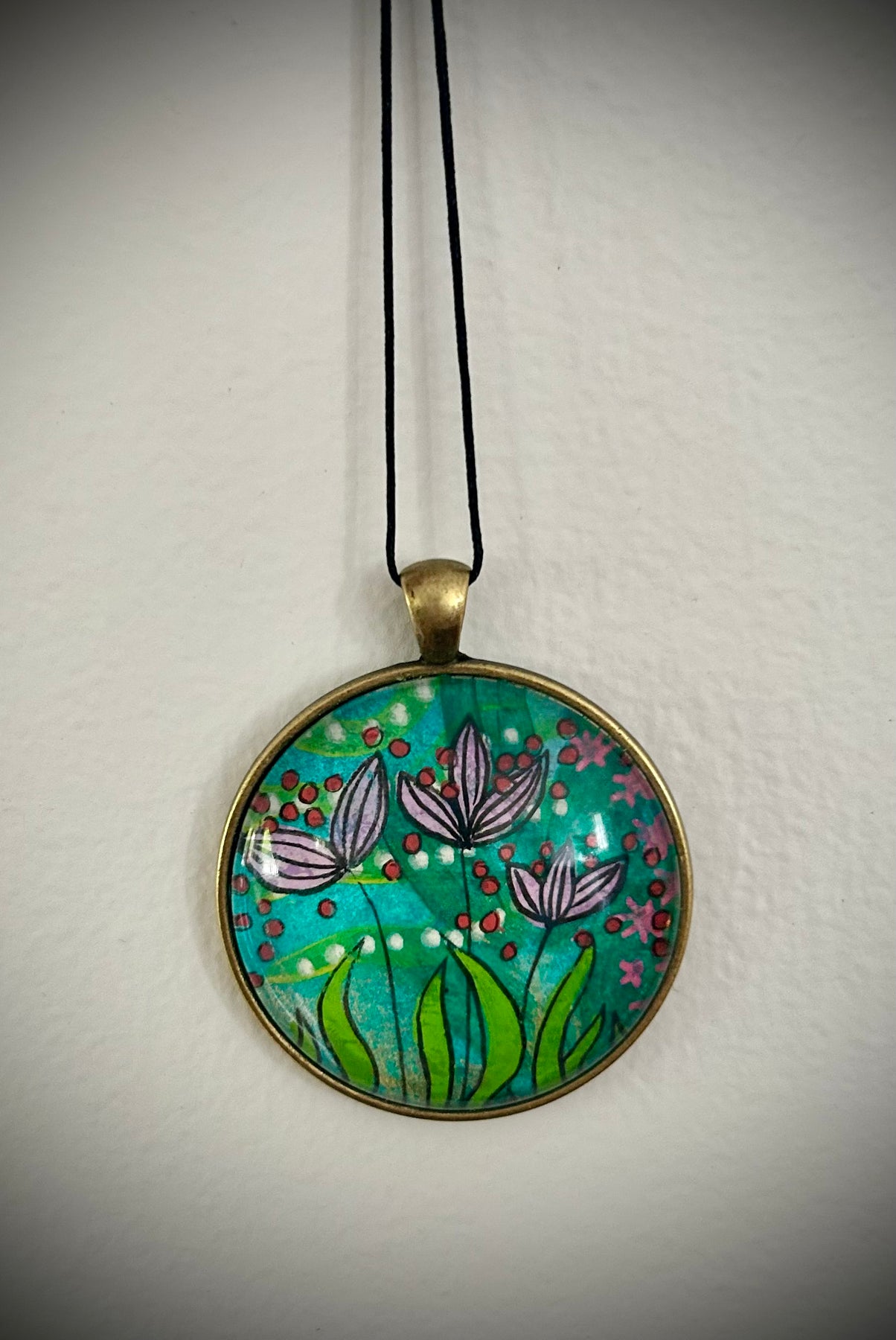 Hand-painted necklace: Lilac Sunshine