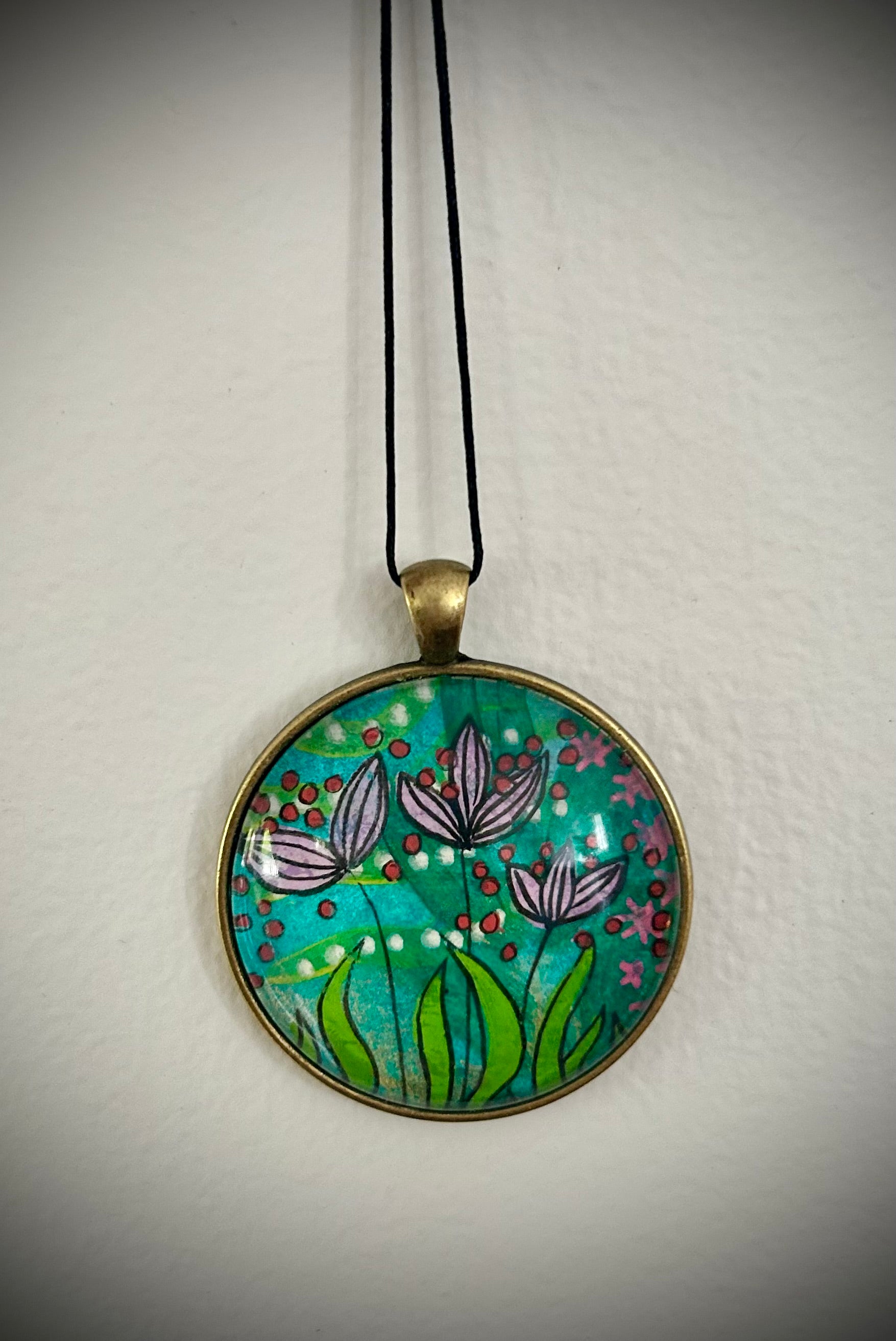 Hand-painted necklace: Lilac Sunshine