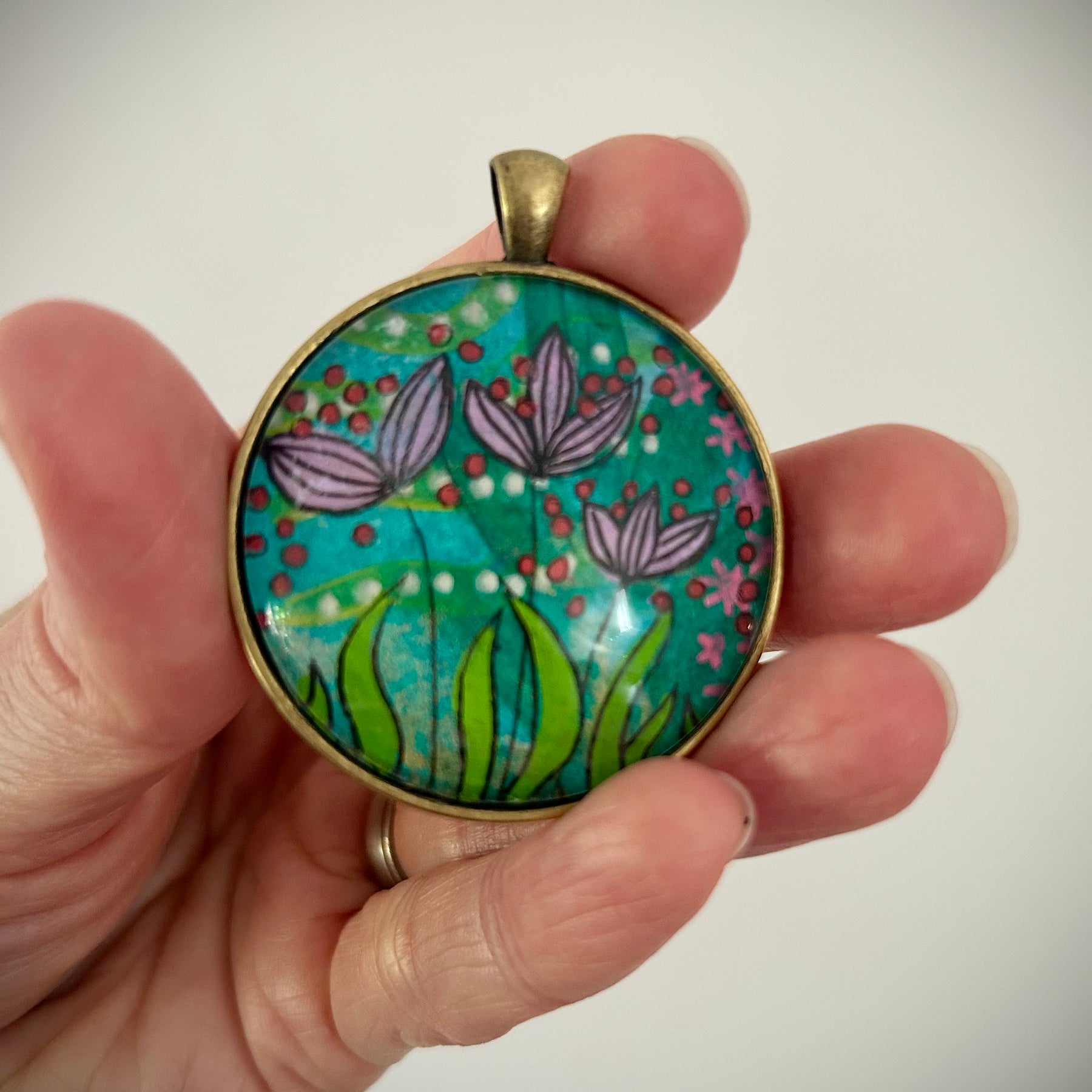 Hand-painted necklace: Lilac Sunshine