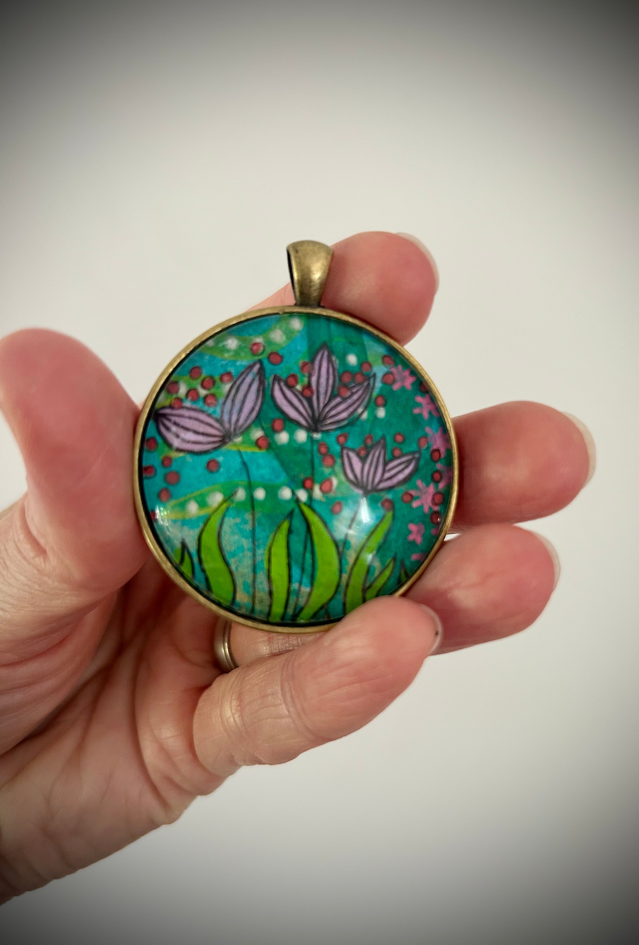 Hand-painted necklace: Lilac Sunshine