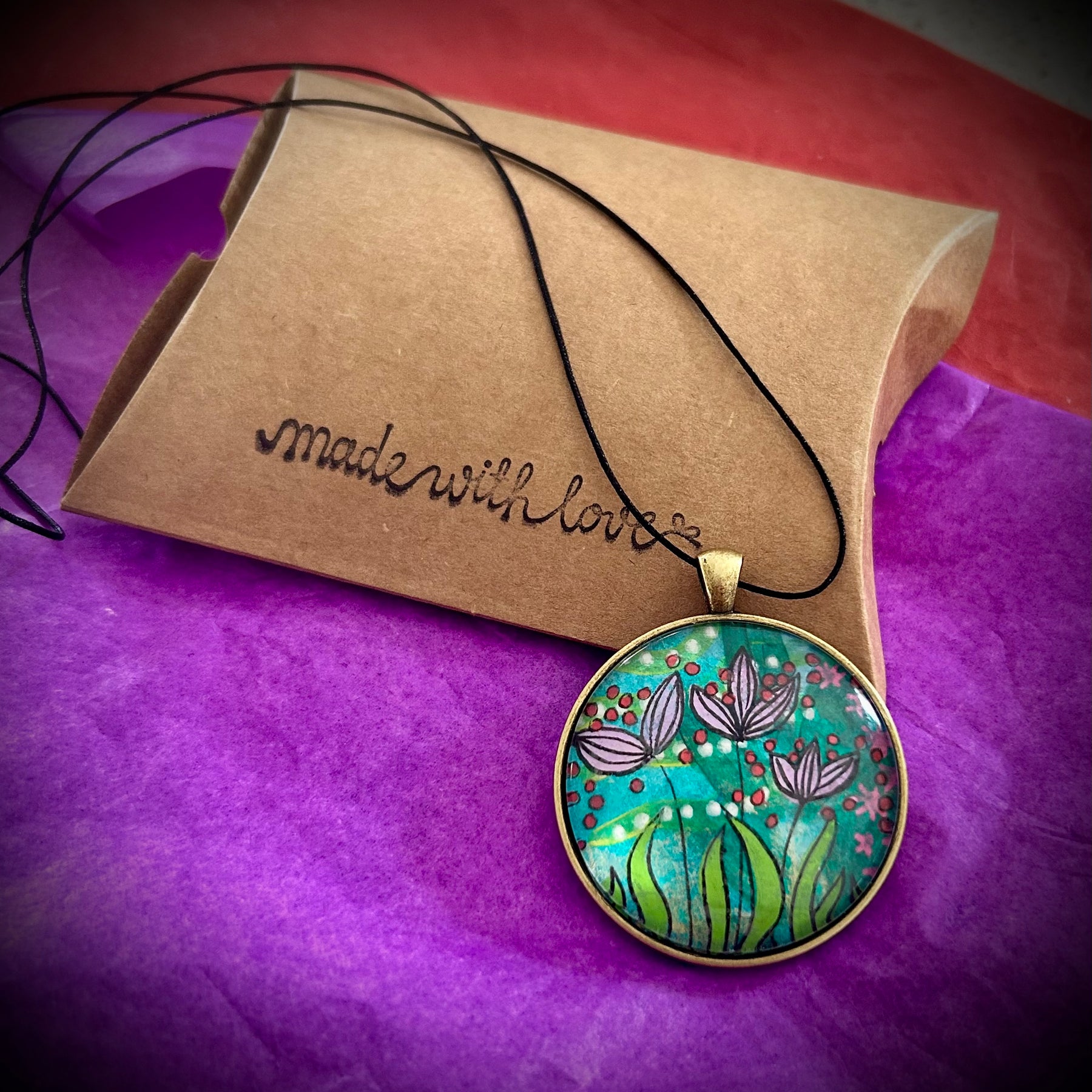 Hand-painted necklace: Lilac Sunshine