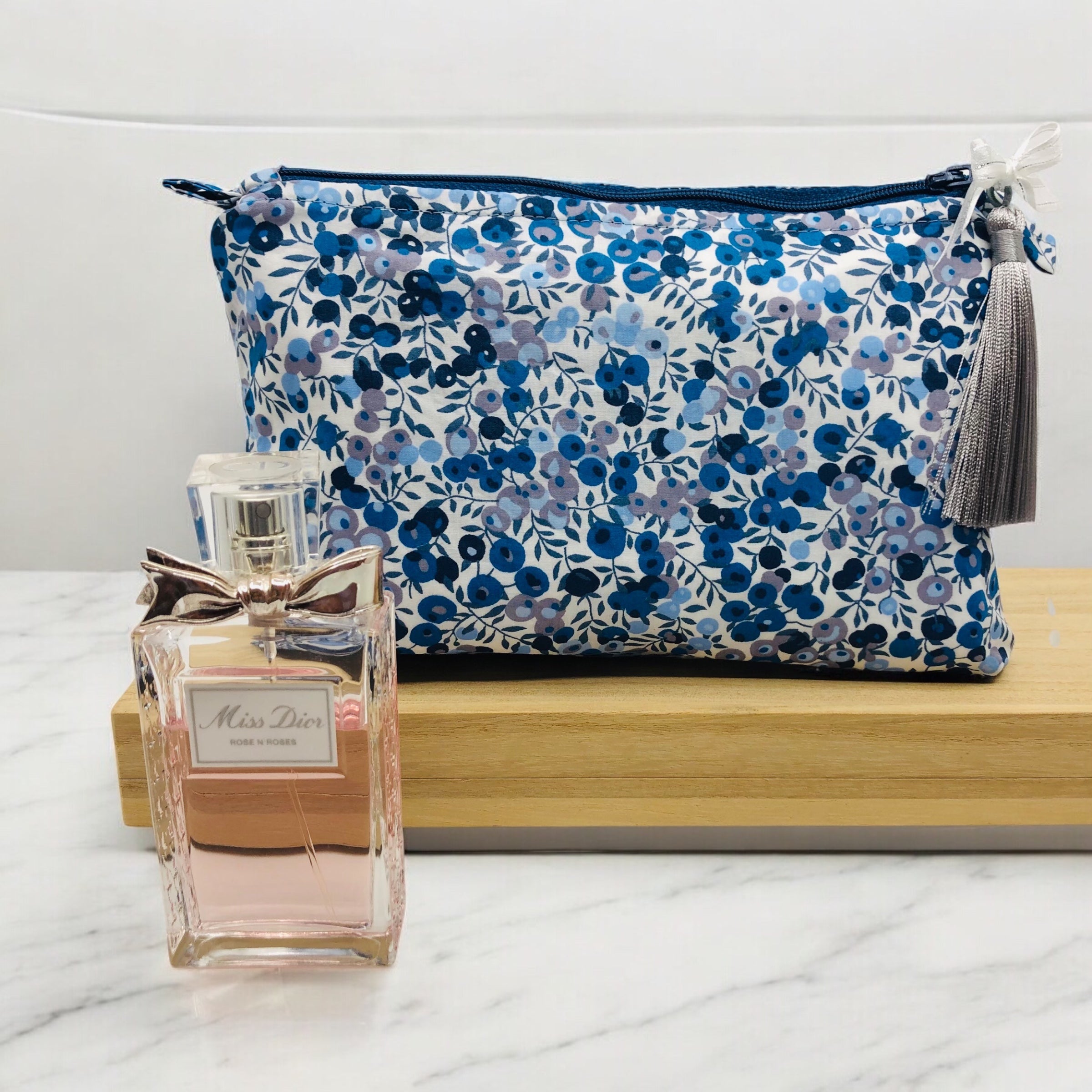 Blue Wiltshire Liberty of London zipper pouch
