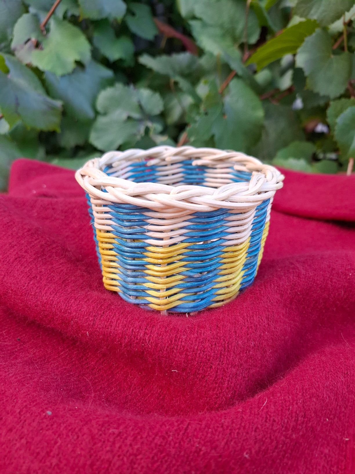 Small blue yellow basket