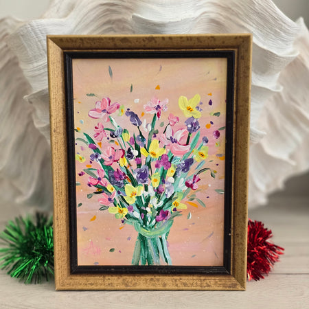 'Cheerful Bouquet' - Framed Artwork