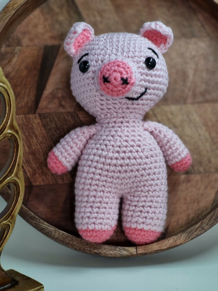 Handmade crochet pig plush toy