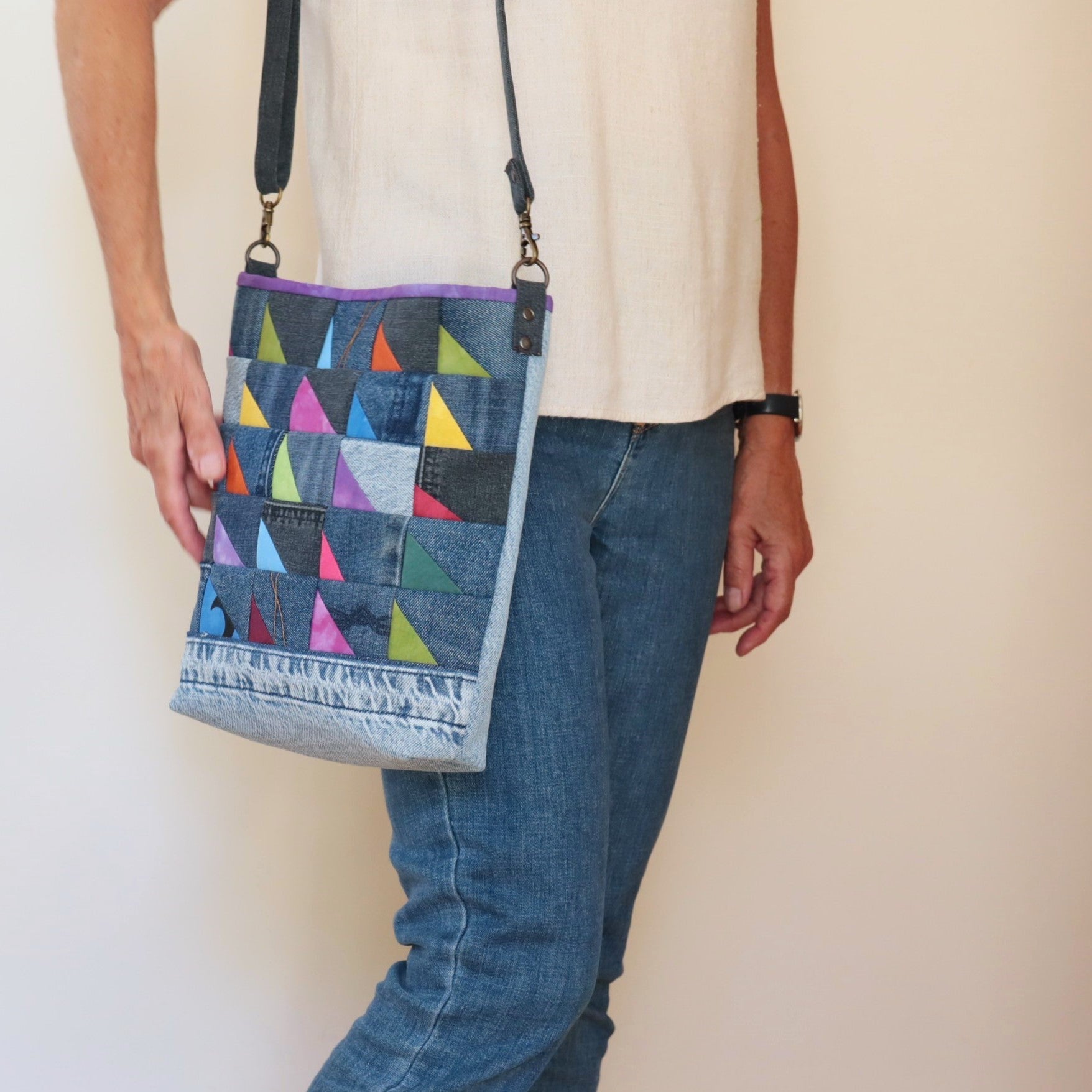 Hand Dyed and Upcycled Denim Shoulder bag, Cross Body bag