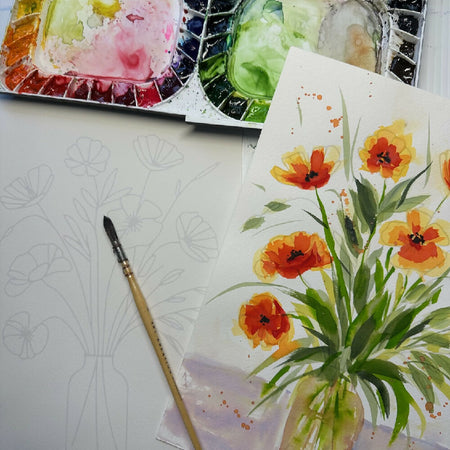 Watercolour Paper Painting Kit ~ Florals Printed Paper