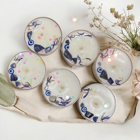 Set of 6 Evil Eye & Sodalite Tea Lights