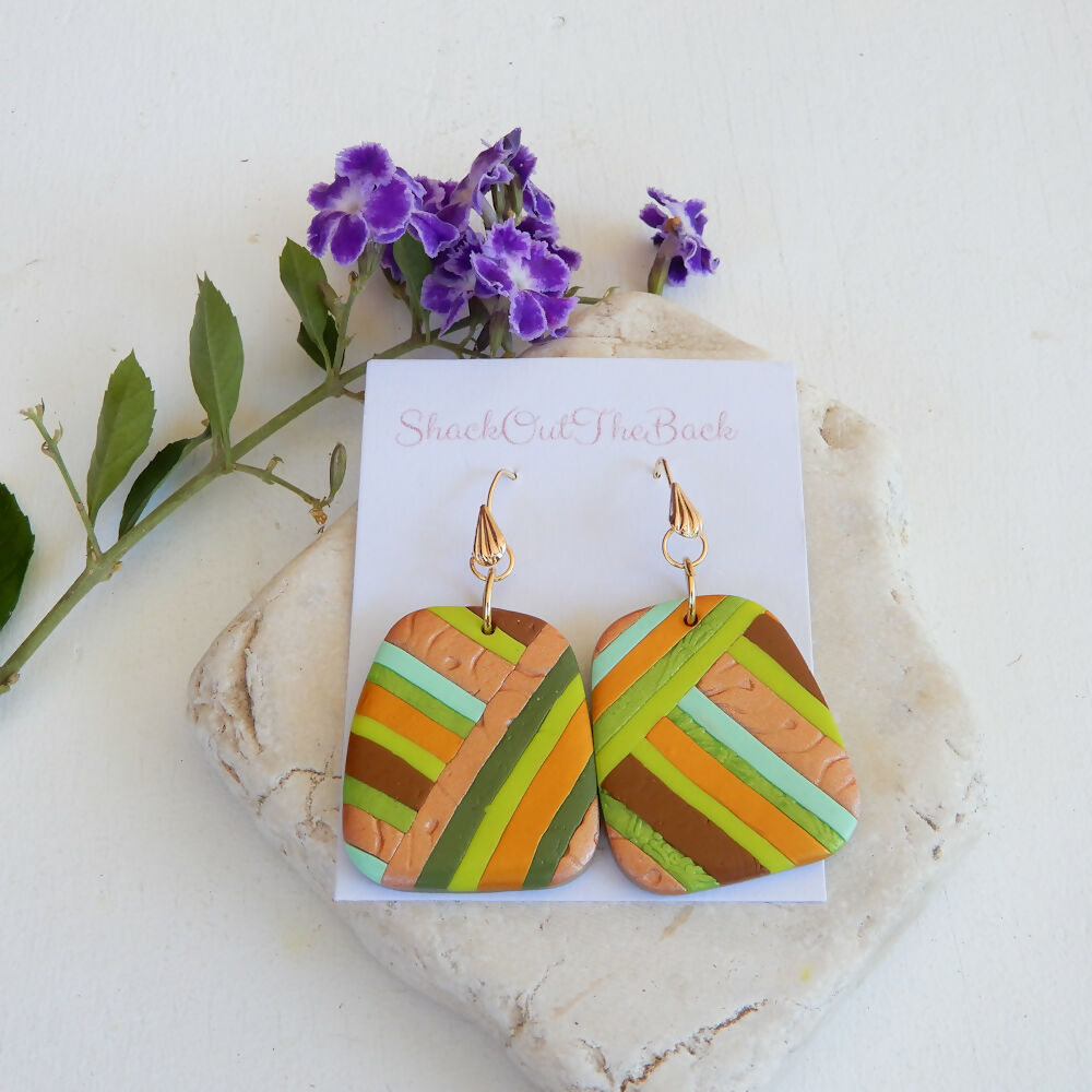 Striped Polymer Clay Earrings "Avenue"