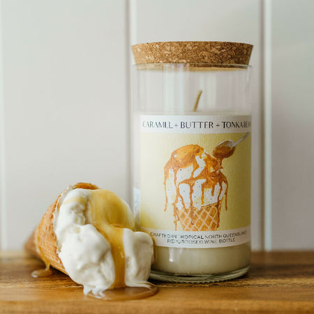 Caramel + Butter + Tonka Bean Wine bottle candle