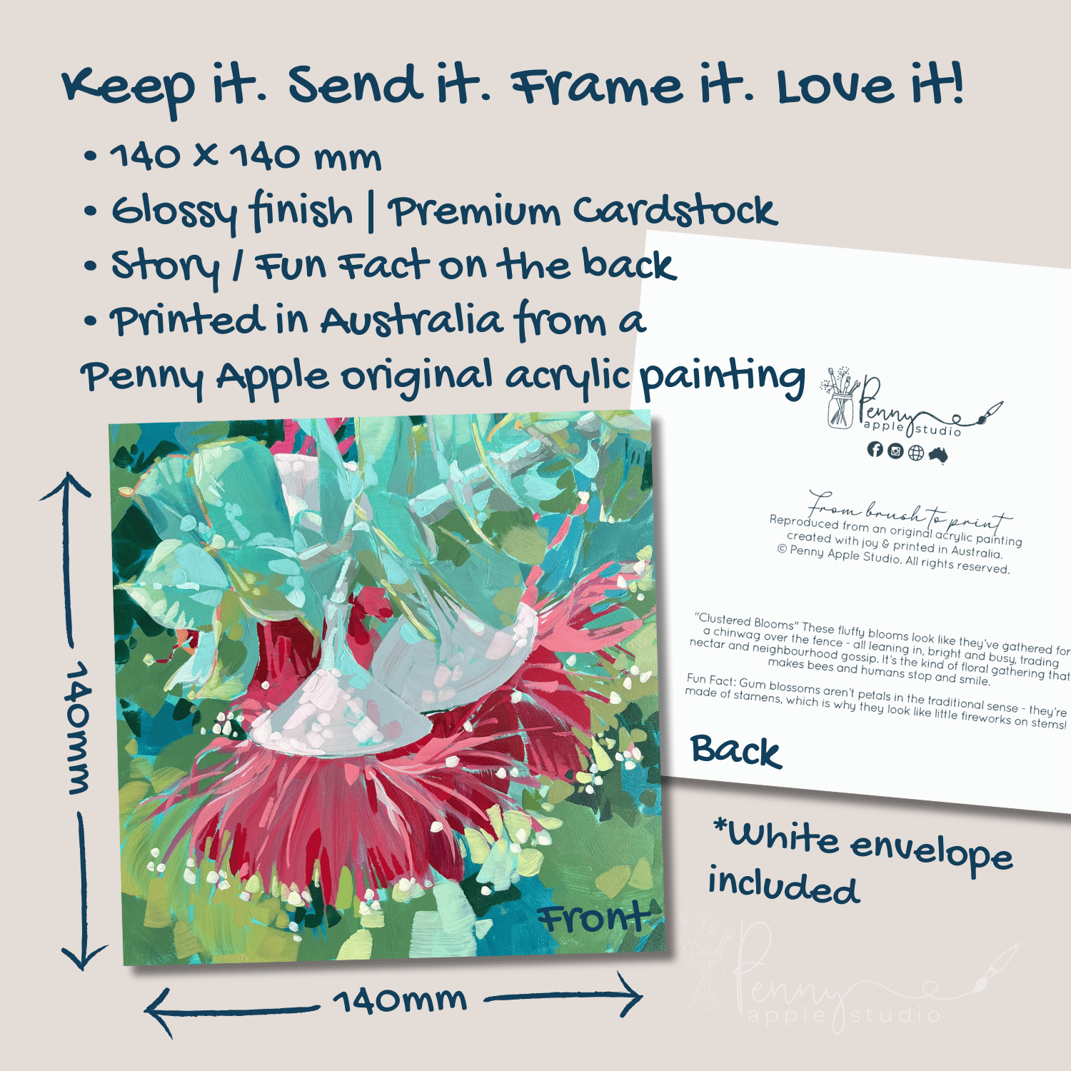 (4) Australian Gumflower Greeting Card Set – Expressive Art