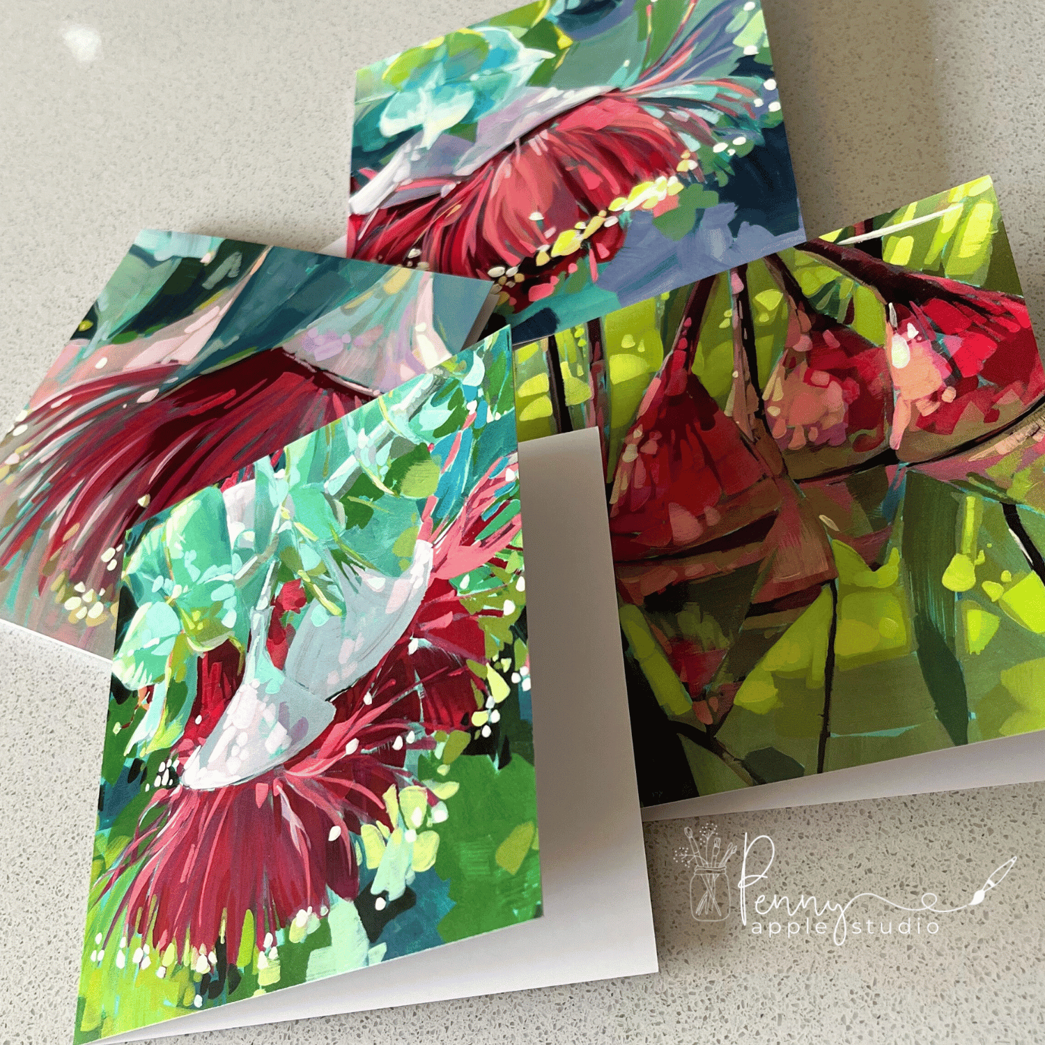 (4) Australian Gumflower Greeting Card Set – Expressive Art