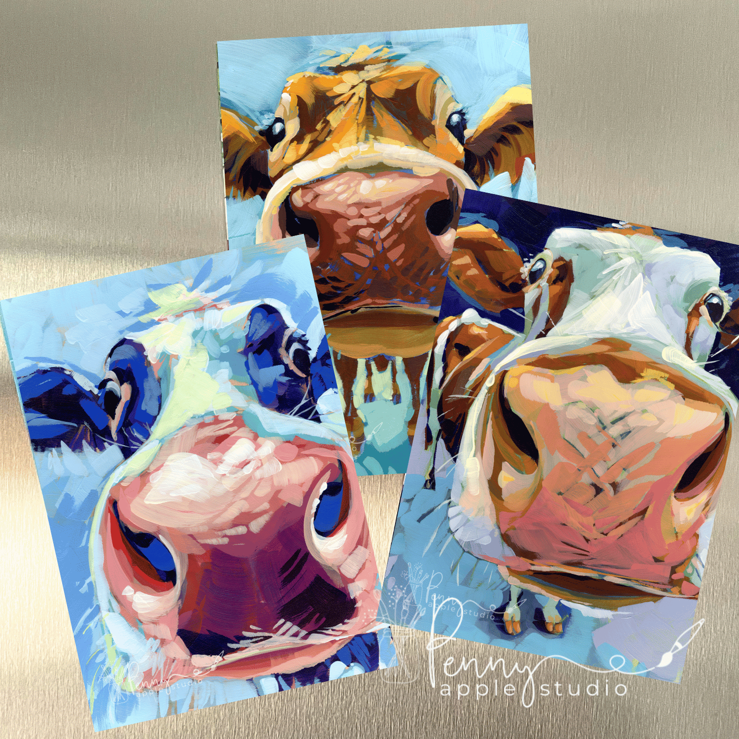 (1) Cow Fridge Magnet – Expressive Mini Art
