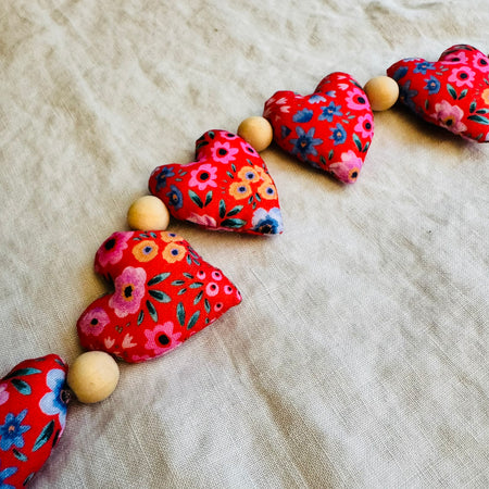 Handmade 'strings of love' heart garland - red bouquet