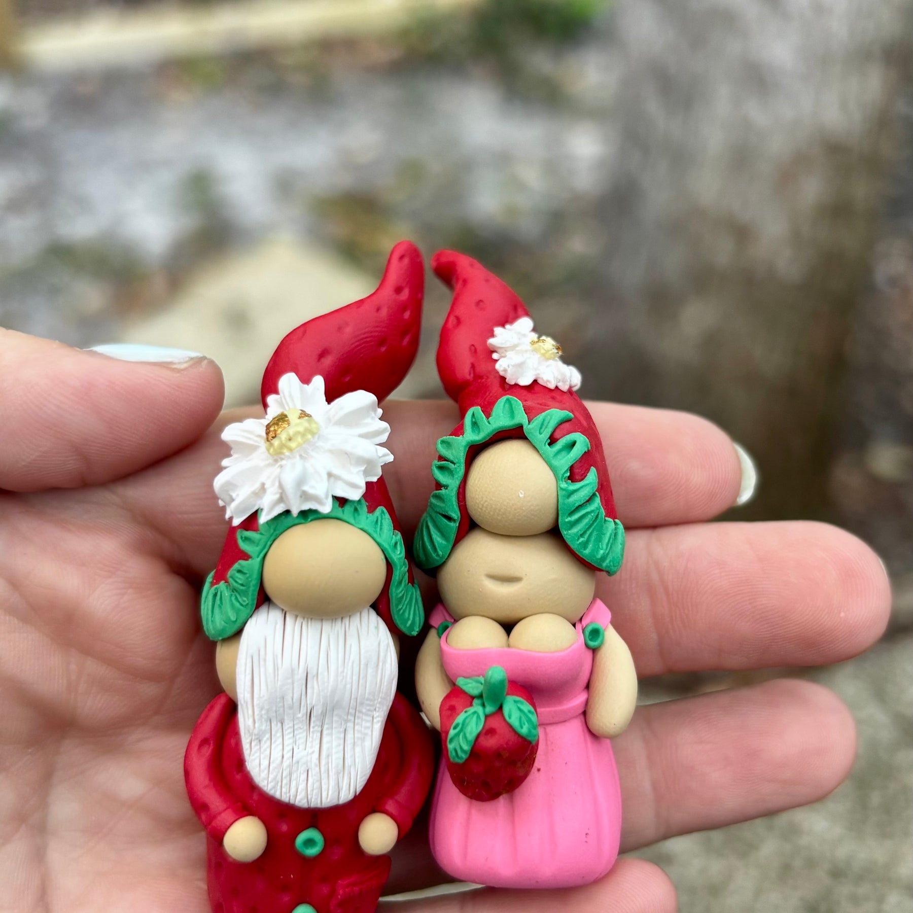 Tiny Gnome pair - Strawberry Fields
