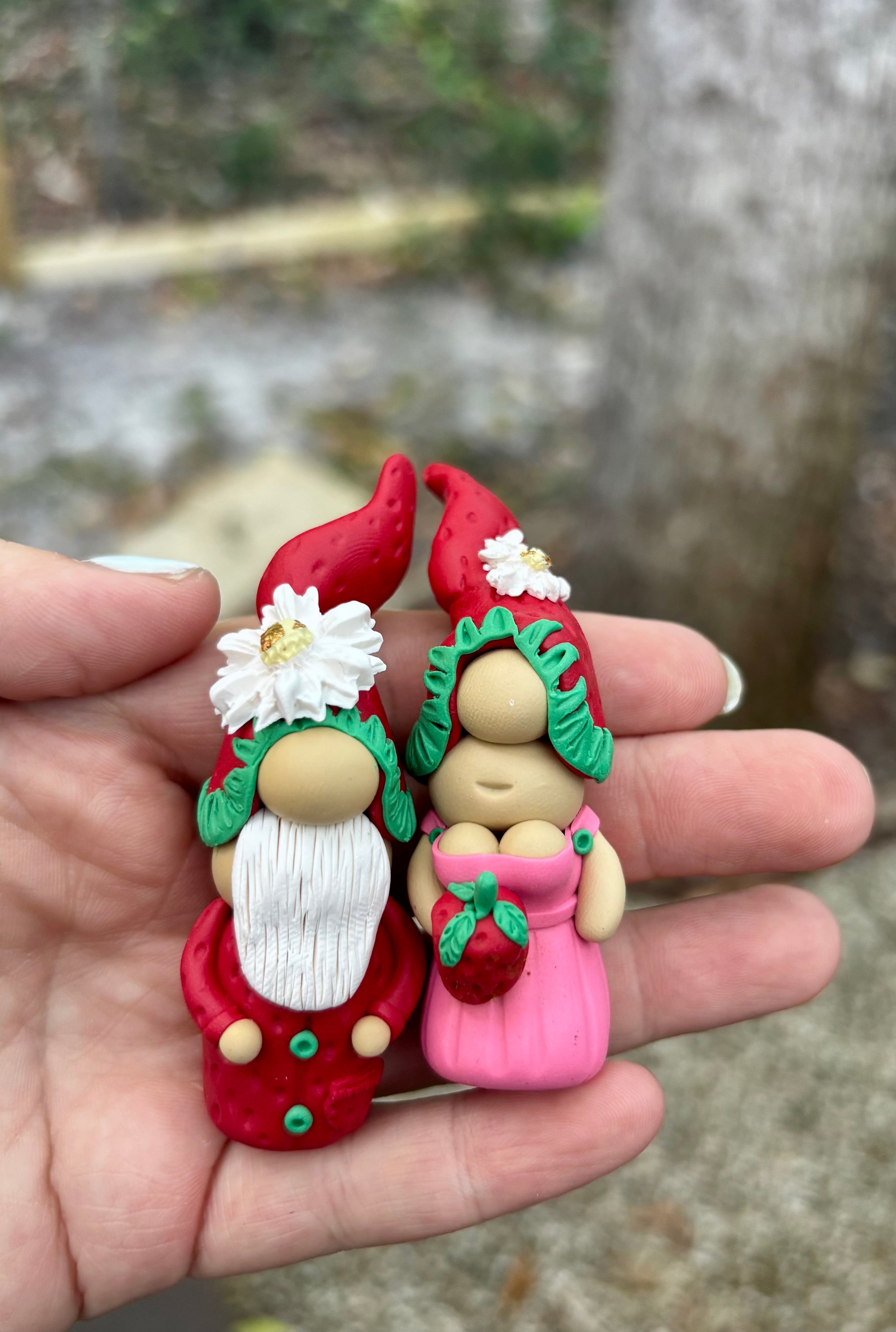 Tiny Gnome pair - Strawberry Fields