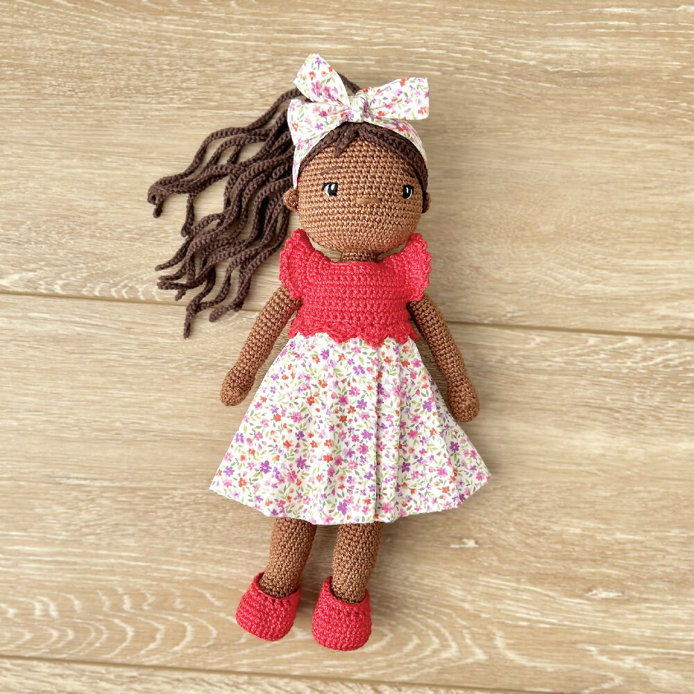 Crochet | Doll | Art Doll | Doll Dress | Brown Doll